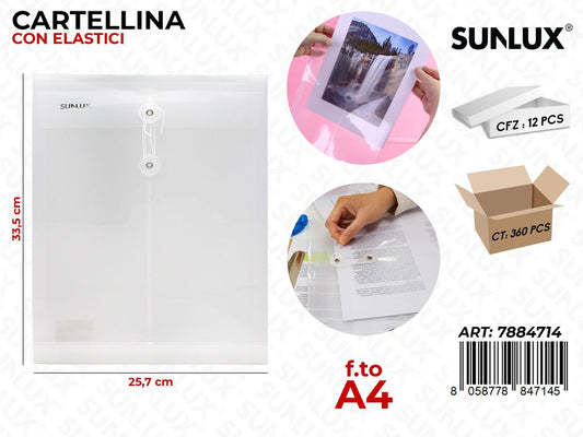 Sunlux Cartellina c/Elastici A4 25.7*33.5CM