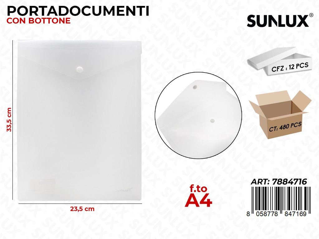 Sunlux Portadocumenti c/Bottone A4 23.5*33.5CM