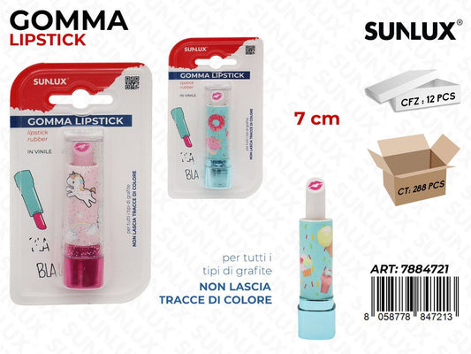 GOMMA LIPSTICK CANC. ASS. 7CM