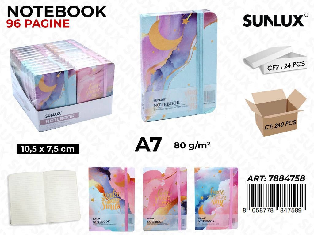 NOTEBOOK ASS. A7 10.5*7.5CM 96PAG. 80GR