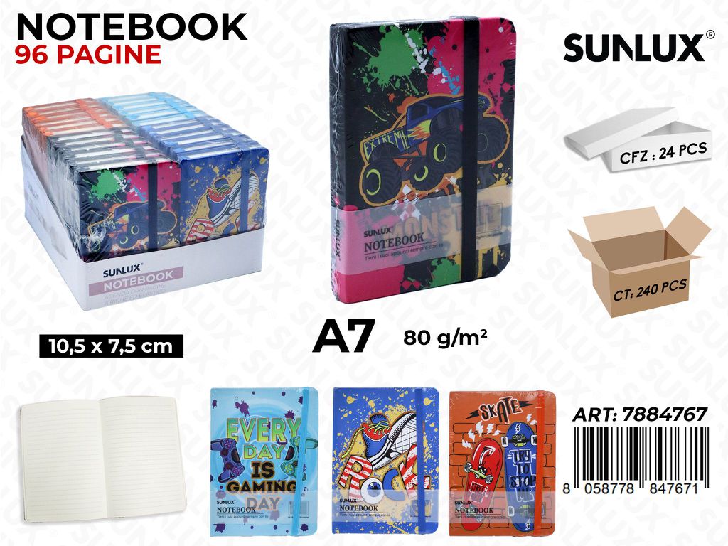 NOTEBOOK ASS. A7 10.5*7.5CM 96PAG. 80GR