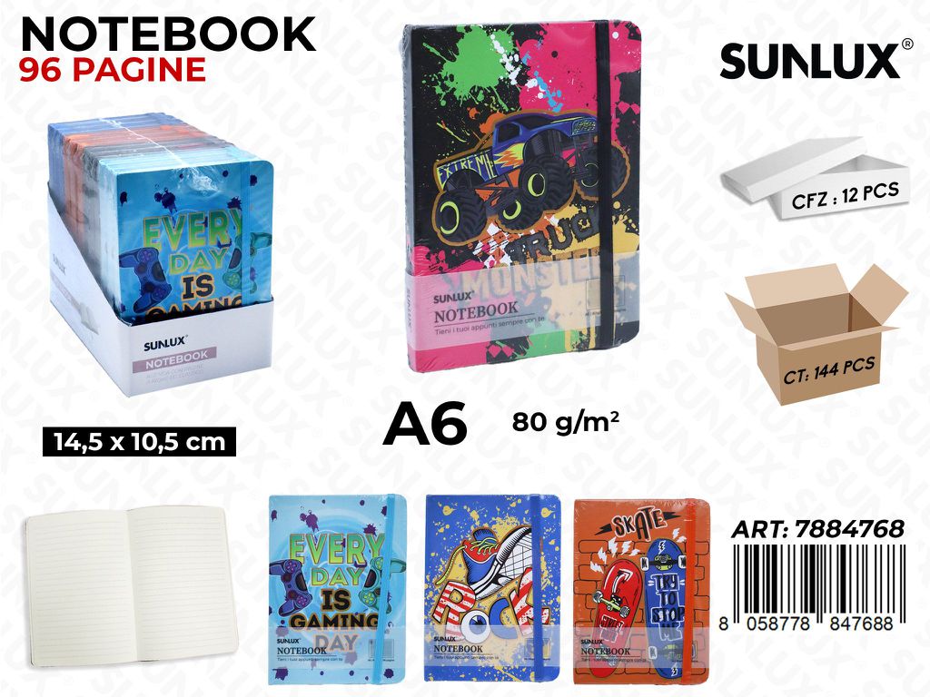 NOTEBOOK ASS. A6 14.5*10.5CM 96PAG. 80GR