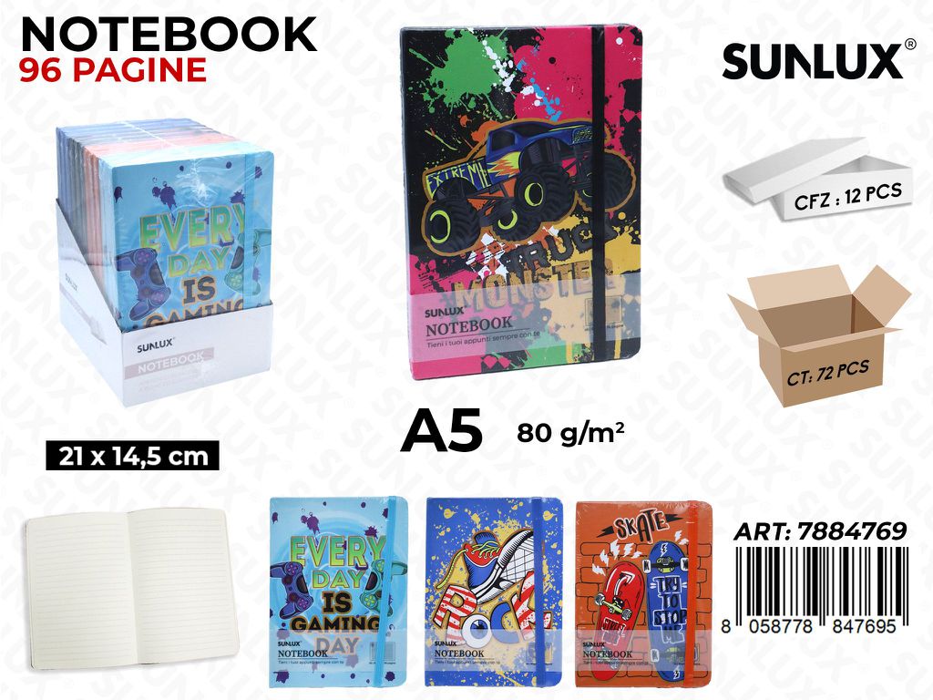 NOTEBOOK ASS. A5 21*14.5CM 96PAG. 80GR
