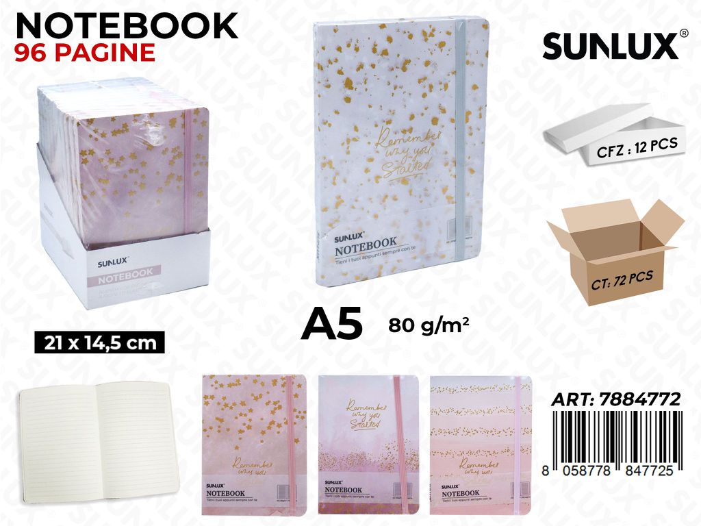 NOTEBOOK ASS. A5 21*14.5CM 96PAG. 80GR