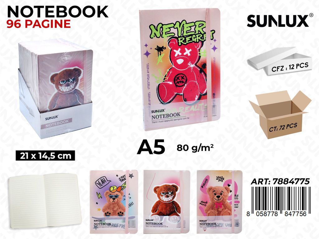 NOTEBOOK ASS. A5 21*14.5CM 96PAG. 80GR
