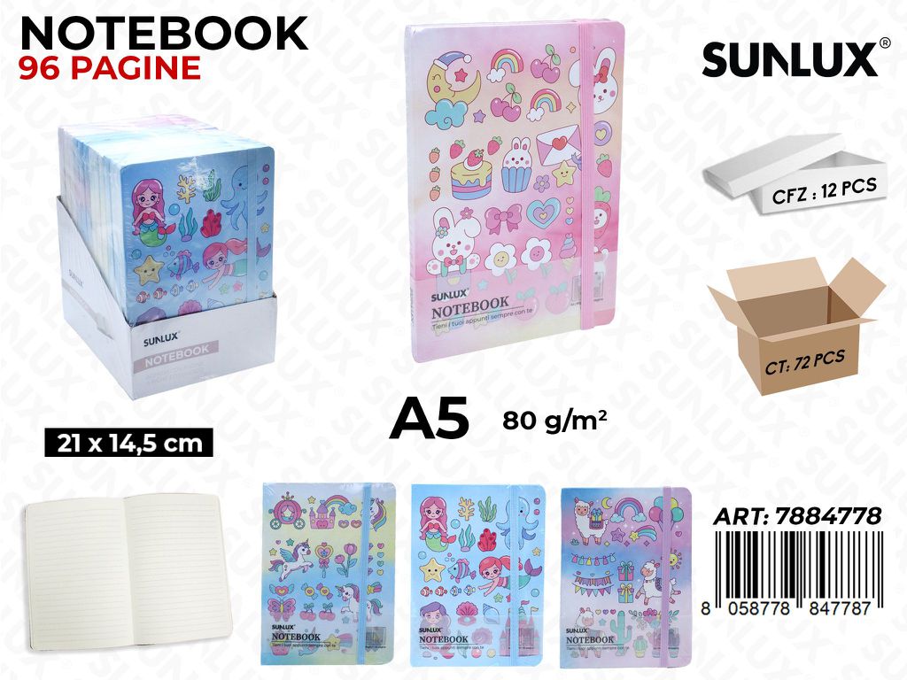 NOTEBOOK ASS. A5 21*14.5CM 96PAG. 80GR