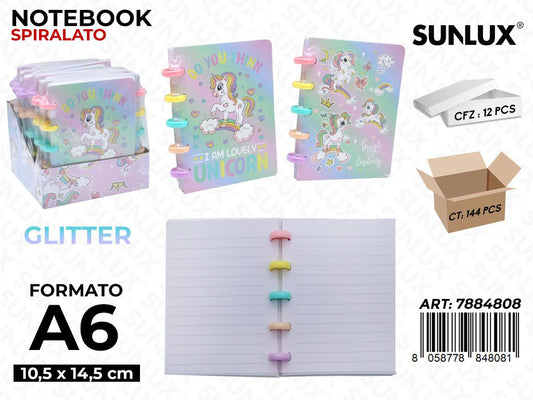 Notebook Spir. Unicorno Ass. A6 10.5*14.5Cm