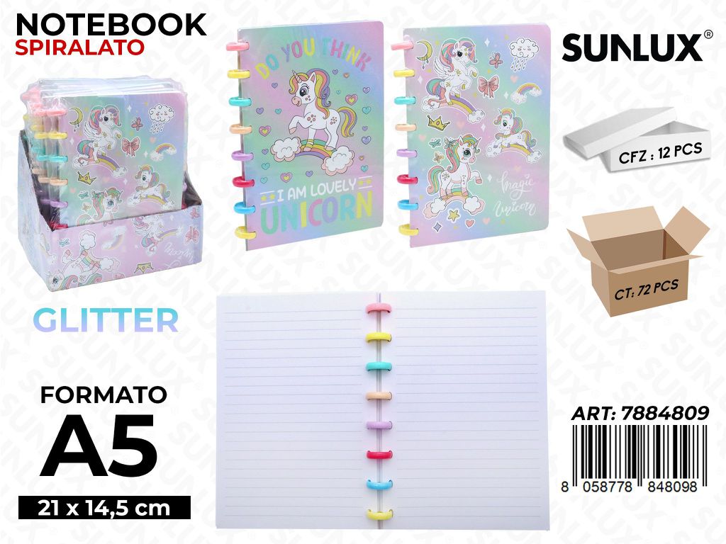 Notebook Spir. Unicorno Ass. A5 21*14.5Cm