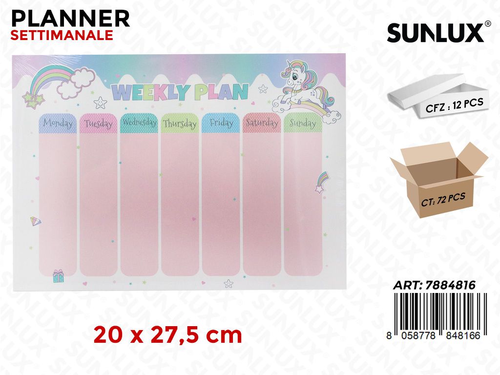 Planner Settimanale Unicorno 20*27.5Cm