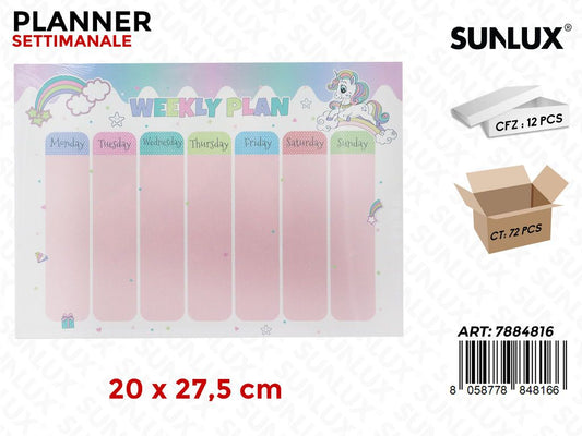 Planner Settimanale Unicorno 20*27.5Cm