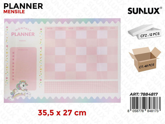 Planner Mensile Unicorno 35.5*27Cm
