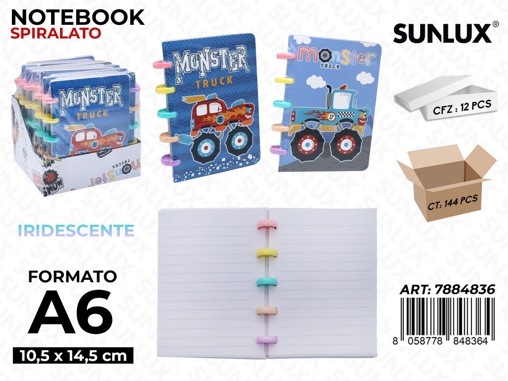 Notebook Spir. M.Truck Ass. A6 10.5*14.5Cm