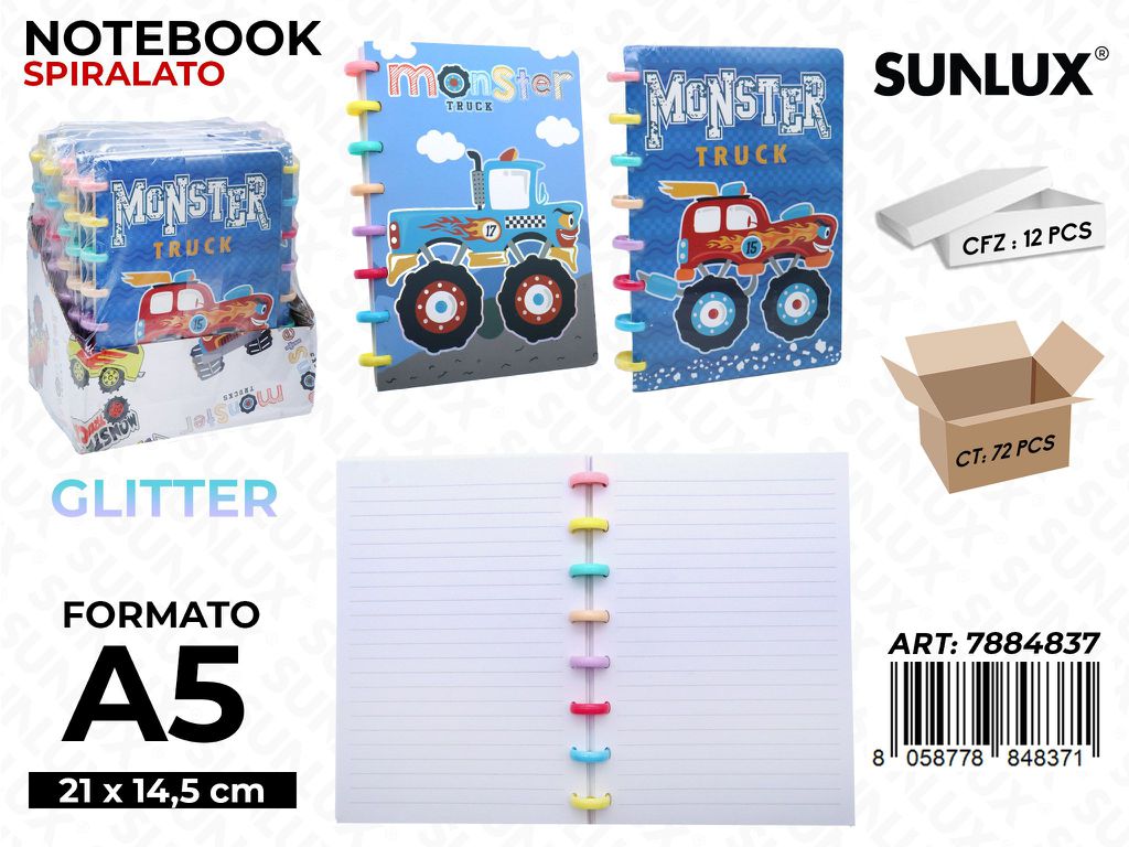 Notebook Spir. M.Truck Ass. A5 21*14.5Cm