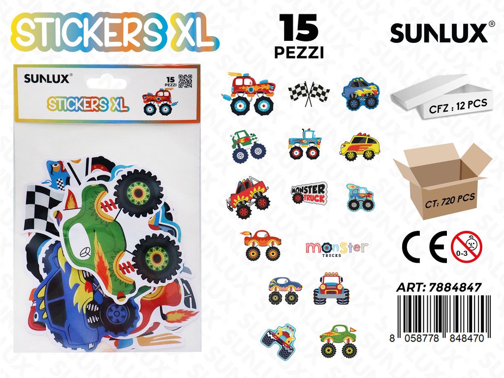 Stickers Xl M.Truck Ass. 15Pcs
