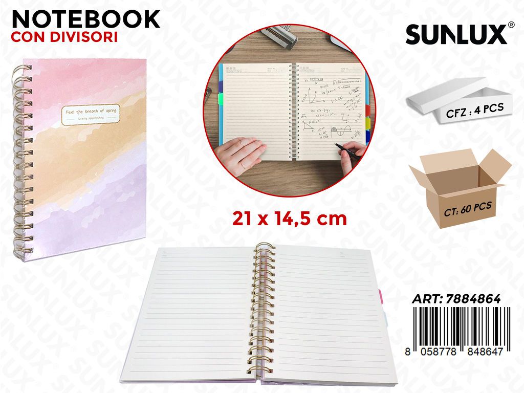 Sunlux Notebook c/Divisori 21*14.5CM