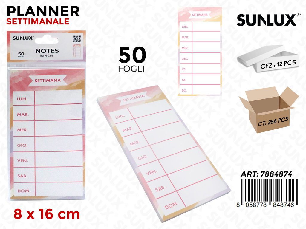 PLANNER SETTIMANALE 50F 8*16CM