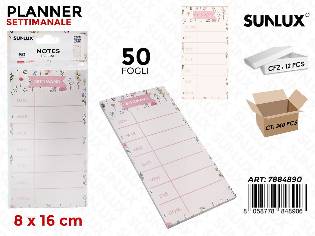 PLANNER SETTIMANALE 50F 8*16CM