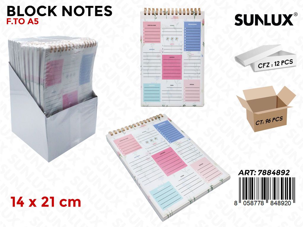 BLOCK NOTES F.TO A5 14*21CM