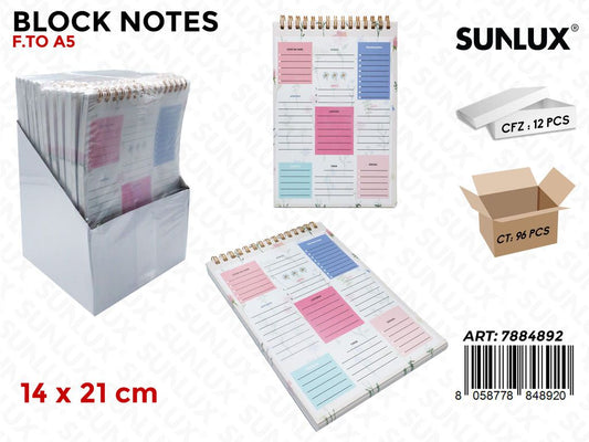 BLOCK NOTES F.TO A5 14*21CM