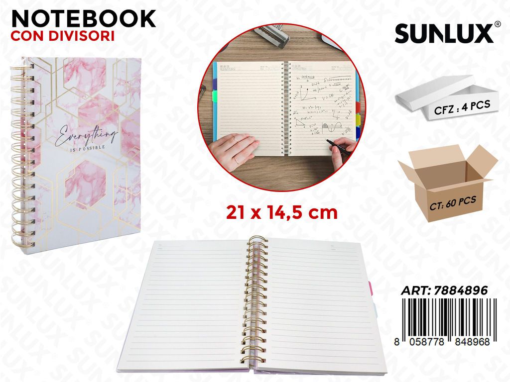 Sunlux Notebook c/DIVIS. 21*14.5CM