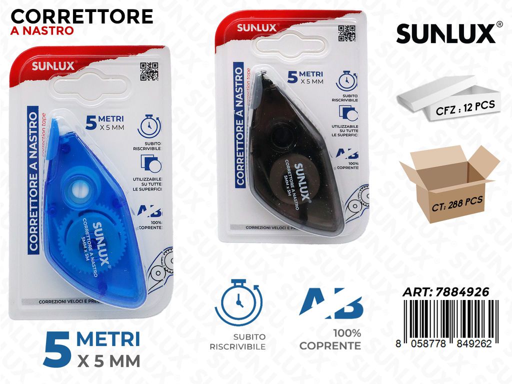 CORRETTORE A NASTRO ASS. 5MT*5MM