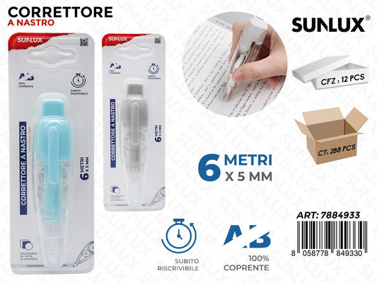 Sunlux Correttore a Nastro Ass. 6MT*5MM