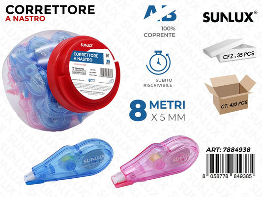 CORRETTORE A NASTRO ASS. 8MT*5MM