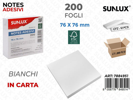Sunlux Notes Adv Bia. 200F 76*76MM