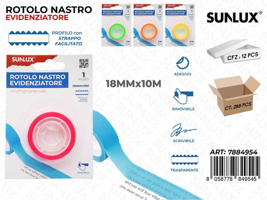 ROT. NASTRO EVIDENZIATORE ASS. 18MM*10MT