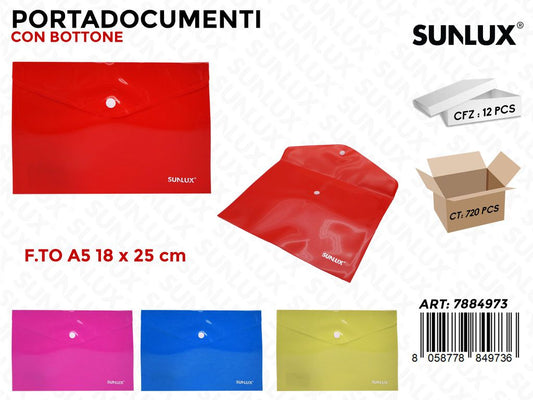 Sunlux Portadocumenti c/Bottone A5 Ass. 18*25CM