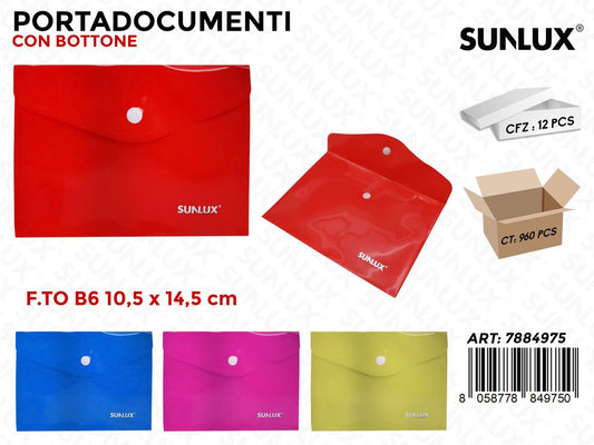 Sunlux Portadocumenti c/Bottone B6 Ass. 10.5*14.5CM