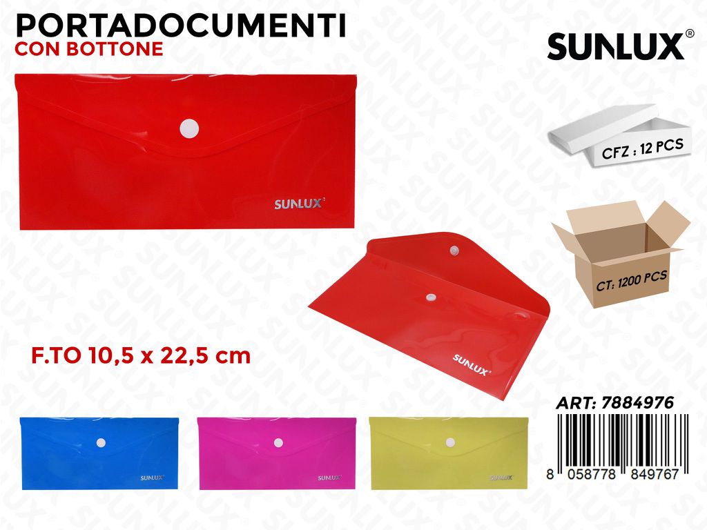 Sunlux Portadocumenti c/Bottone Ass. 10.5*22.5CM
