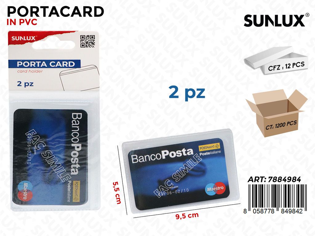 Sunlux Porta Card Pvc Trasp. 2PCS 9.5*5.5CM