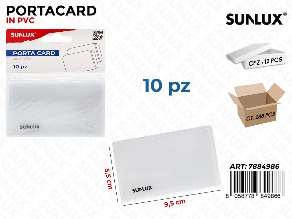 Sunlux Porta Card Pvc Trasp. 10PCS 9.5*5.5CM
