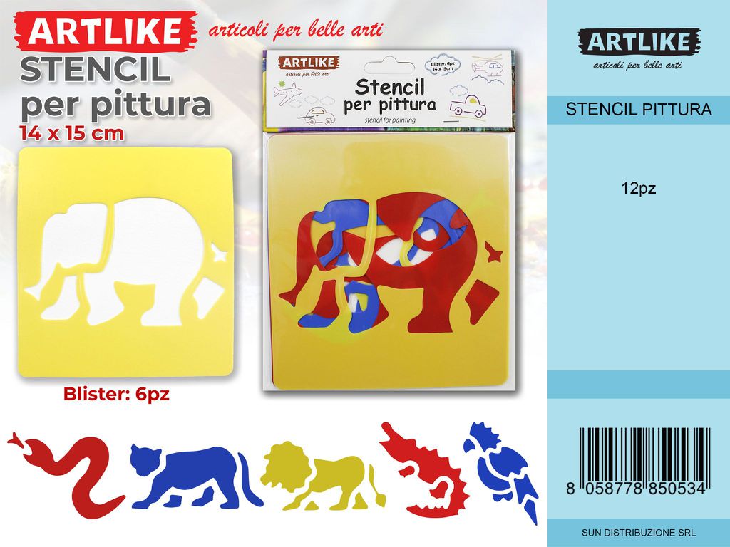 Stencil per Pittura Fant. Ass. 6PC-14*15CM