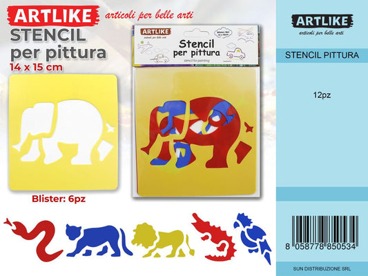Stencil per Pittura Fant. Ass. 6PC-14*15CM