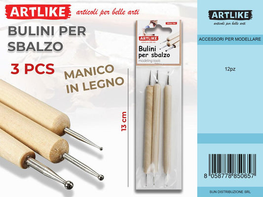 Bulini per Sbalzo Manico Legno 3PC*13CM