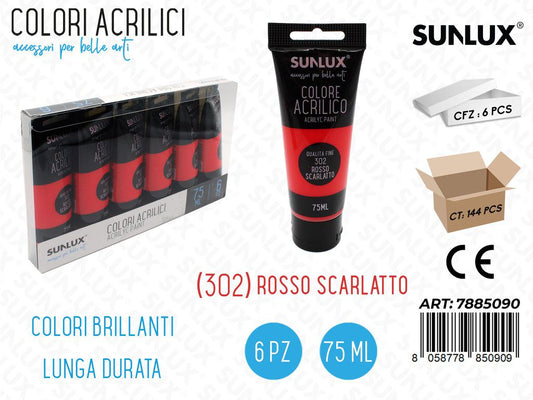 Colore Acrilico 75ML 302 Rosso Scarlatto