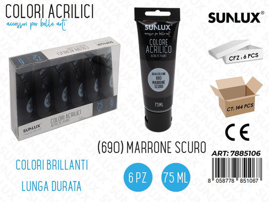 Colori Acrilico 75ML 690 Marrone Sc. Pz da 6