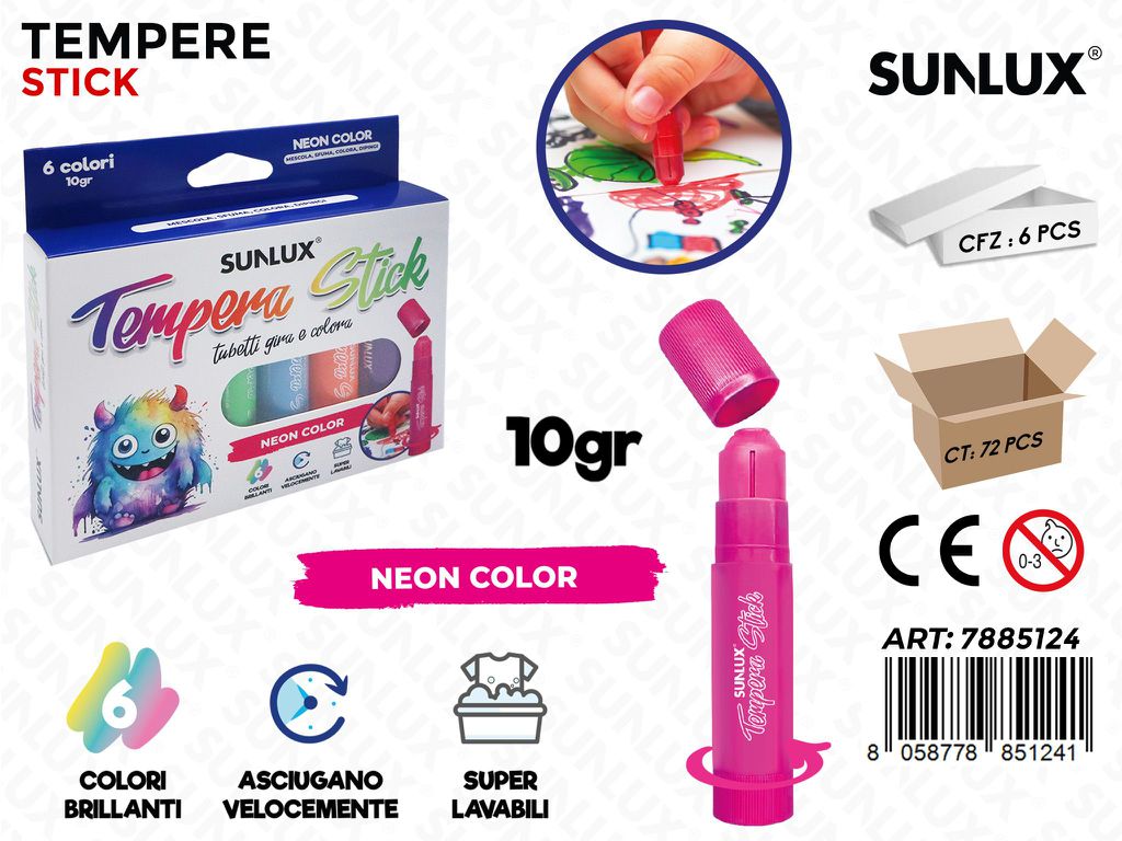 Sunlux Tempere Stick Neon Color Ass. 10GR