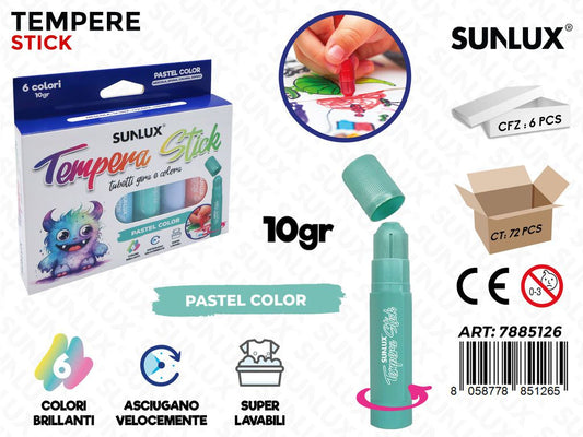 Sunlux Tempere Stick Pastel Color Ass. 10GR