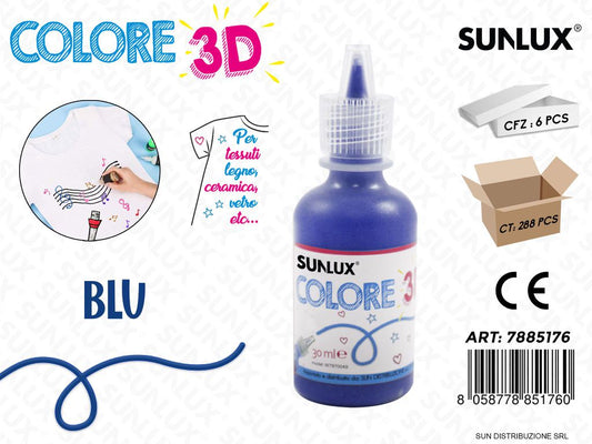 Colore per Tessuto in 3D Blu 30ML / Pz da 6