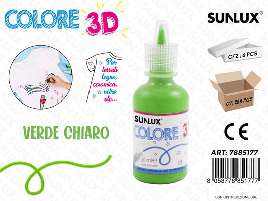 Colore per Tessuto in 3D Verde Chiaro 30ML / Pz da 6