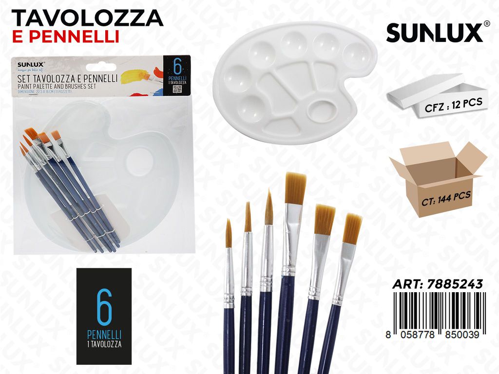 Set Tavolozza e Pennelli 6 Psc 22.5*16CM