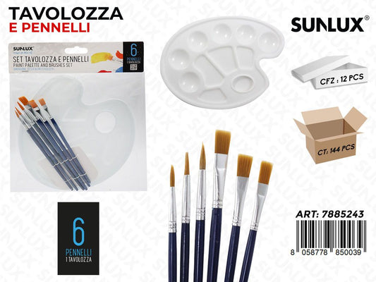 Set Tavolozza e Pennelli 6 Psc 22.5*16CM