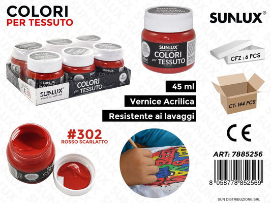 Colori per Tessuto 302 Rosso Scarlatto 45ML