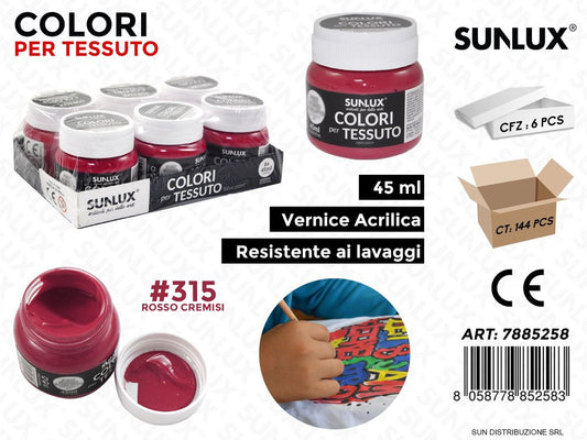 Colori per Tessuto 315 Rosso Cremisi 45ML
