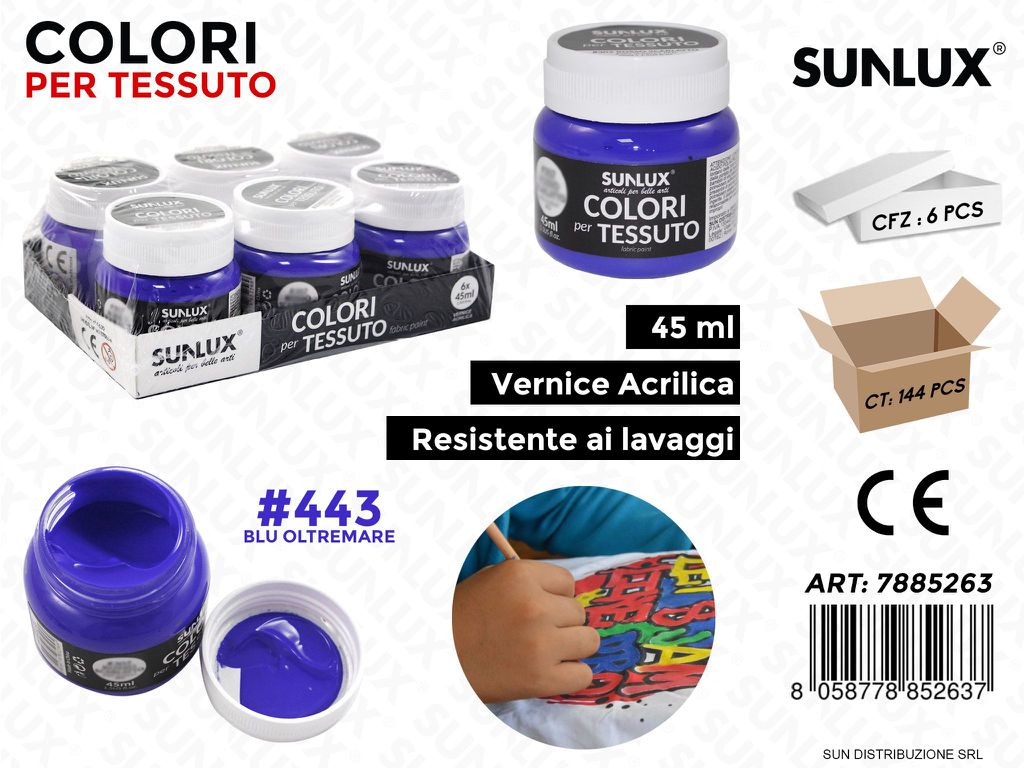 Colori per Tessuto 443 Blu Oltremare 45ML