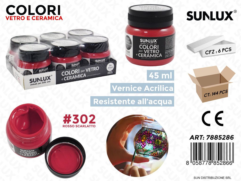 Colori Vetro- Ceramica 302 Roso Scarlatto 45ML