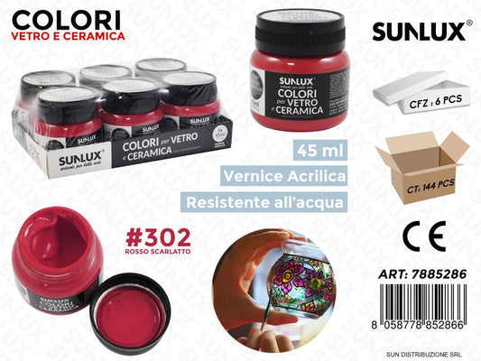 Colori Vetro- Ceramica 302 Roso Scarlatto 45ML
